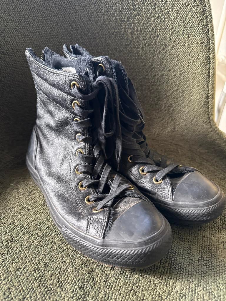 Zwarte Converse All Stars Laarzen Leer Maat 40, Hoge laarzen, Zwart, Ophalen of Verzenden, Zo goed als nieuw