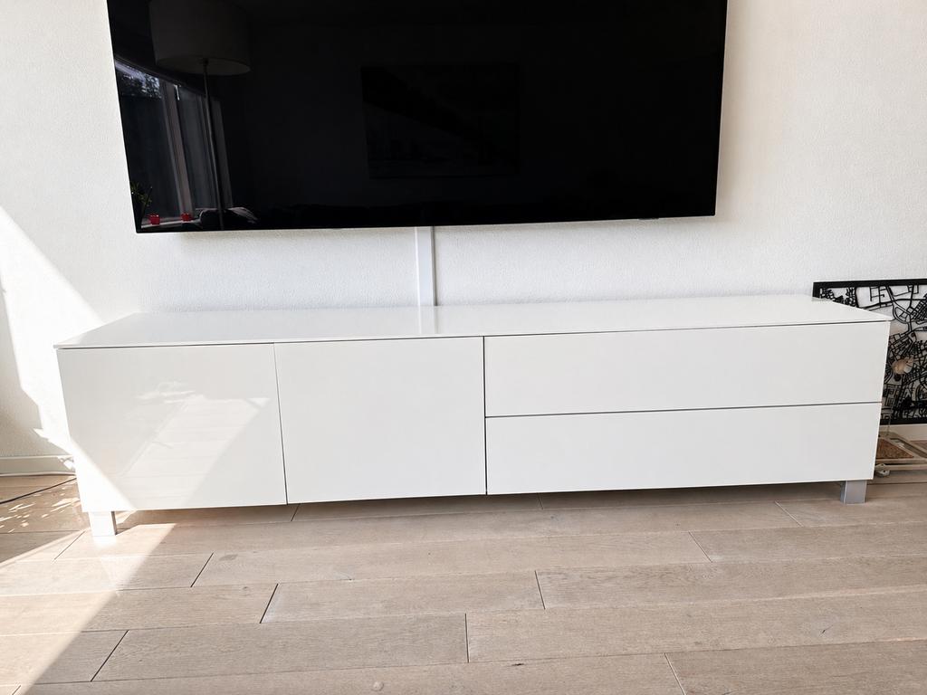 Modern Wit hoogglans TV-meubel / Dressior, Ophalen, Overige materialen, Zo goed als nieuw, 200 cm of meer