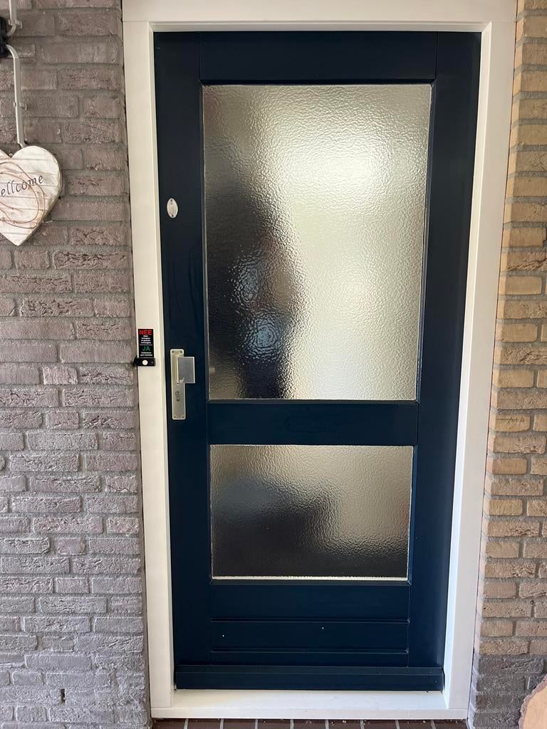 Voordeur, hout met figuurglas, Doe-het-zelf en Verbouw, Deuren en Horren, Ophalen, Kunststof, Gebruikt, Buitendeur