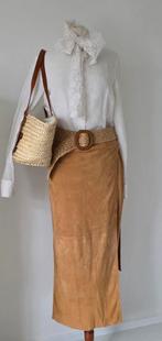 Pauw cosh suede leren overslagrok maxirok 42/44, Bruin, Verzenden, Maat 42/44 (L), Zo goed als nieuw