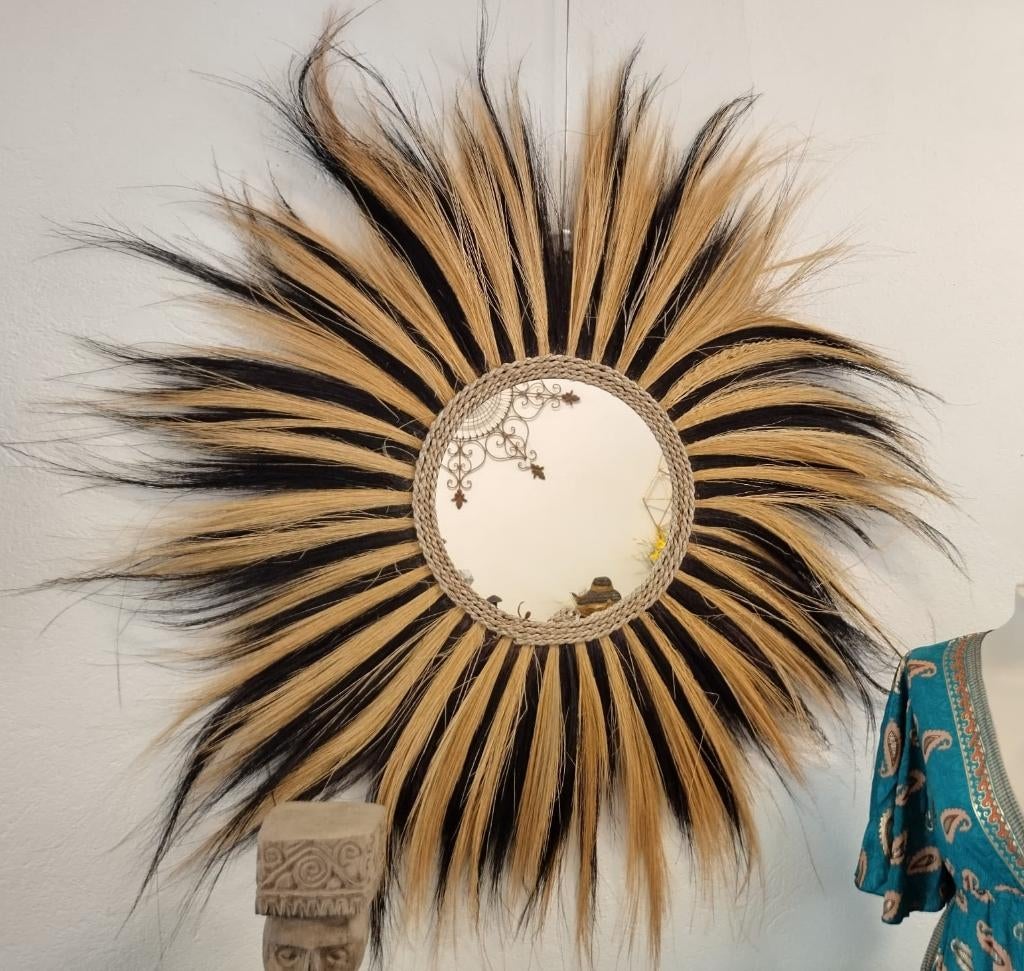 Grote spiegel Rayang - Balinees, Huis en Inrichting, Woonaccessoires | Spiegels, Ophalen, 100 tot 150 cm, Kwastje-over-Kastje