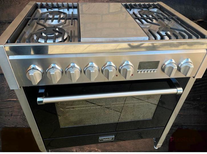 Solitaire gasfornuis met grillplaat,90cm, Witgoed en Apparatuur, Fornuizen, Gebruikt, Vrijstaand, Gas, 5 kookzones of meer, 90 tot 95 cm