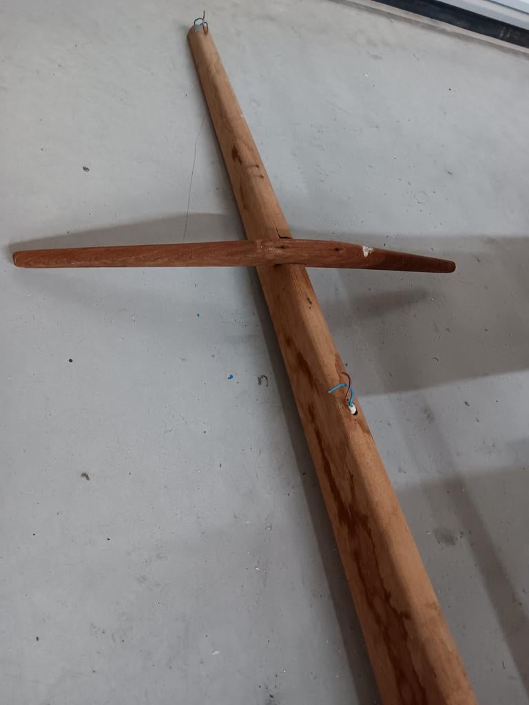 Teakhouten Siermast met RVS Mastvoet - 250x70 cm, Ophalen