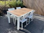 Tuintafel met stoelen, Ophalen, 4 zitplaatsen, Gebruikt, Aluminium