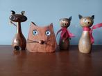 Vintage houten katten, Ophalen of Verzenden