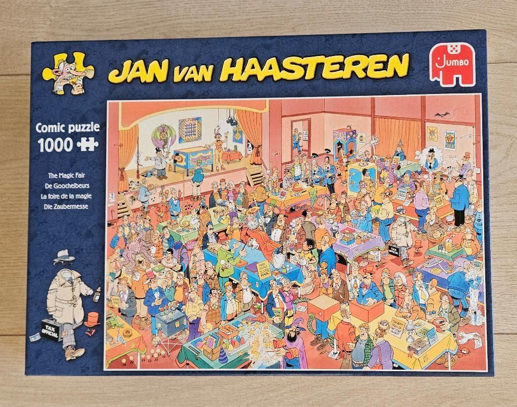 Jan v Haasteren "De goochelbeurs doos nr.19072 1000stukjes, Ophalen of Verzenden, 500 t/m 1500 stukjes, Zo goed als nieuw, Legpuzzel