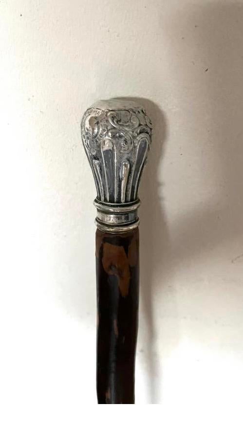 Wandelstok hout met zilveren knop, Ophalen of Verzenden