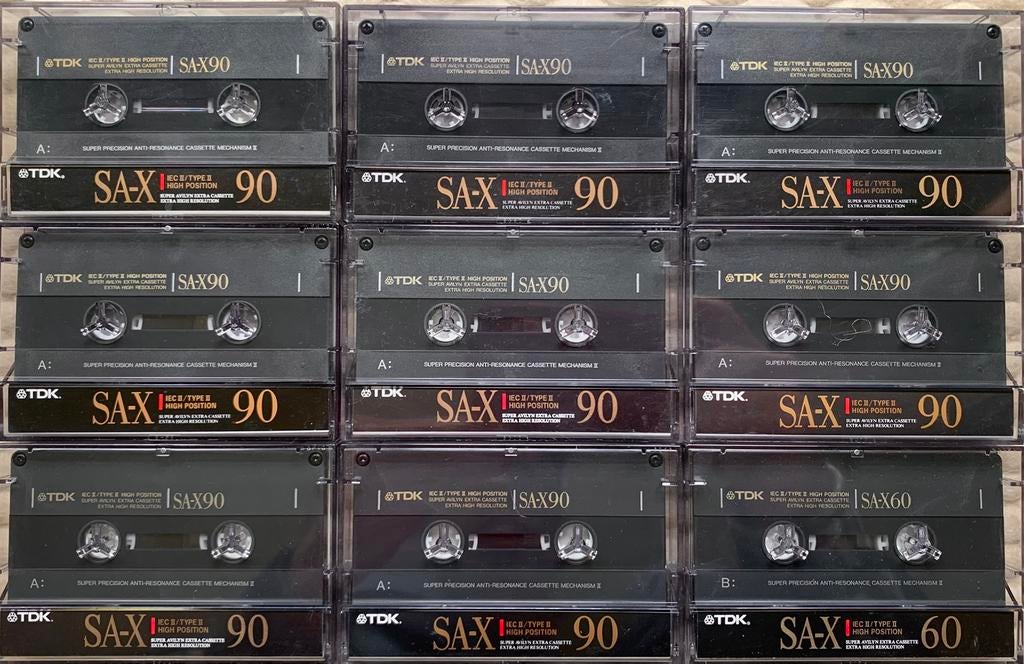 9x TDK SA-X90 SA-X60 cassettebandjes 1990 SA-X 90 60 SAX C90, Gebruikt, 2 t/m 25 bandjes, Ophalen of Verzenden, Voorbespeeld