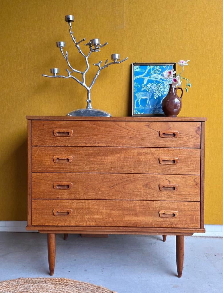 Farina Deens ladekastje teakhout fineer, Ophalen, Retro vintage Scandinavisch design, Gebruikt, Farina