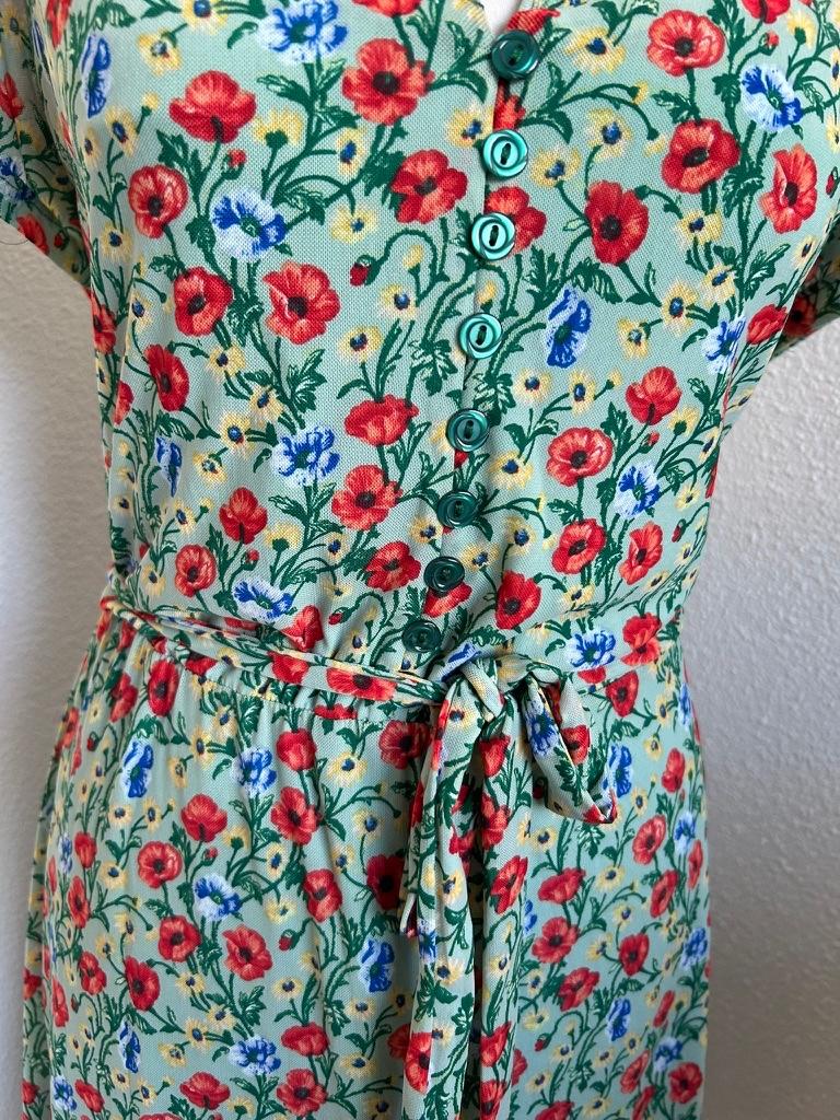 King Louie maat XL bloemen emmy jurk 3107, Blauw, Maat 46/48 (XL) of groter, Ophalen of Verzenden, Zo goed als nieuw