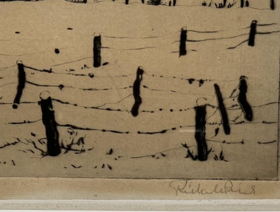1051. Ets, Riekele Prins - winterlandschap, midden 20e eeuw, Ophalen of Verzenden