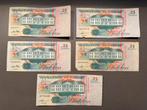 Vijfentwintig gulden bankbiljet Suriname (5x), Ophalen of Verzenden, Overige landen, Setje
