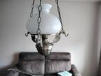 Vintage Tinnen Hanglamp met Melkglas Kap, Ophalen of Verzenden