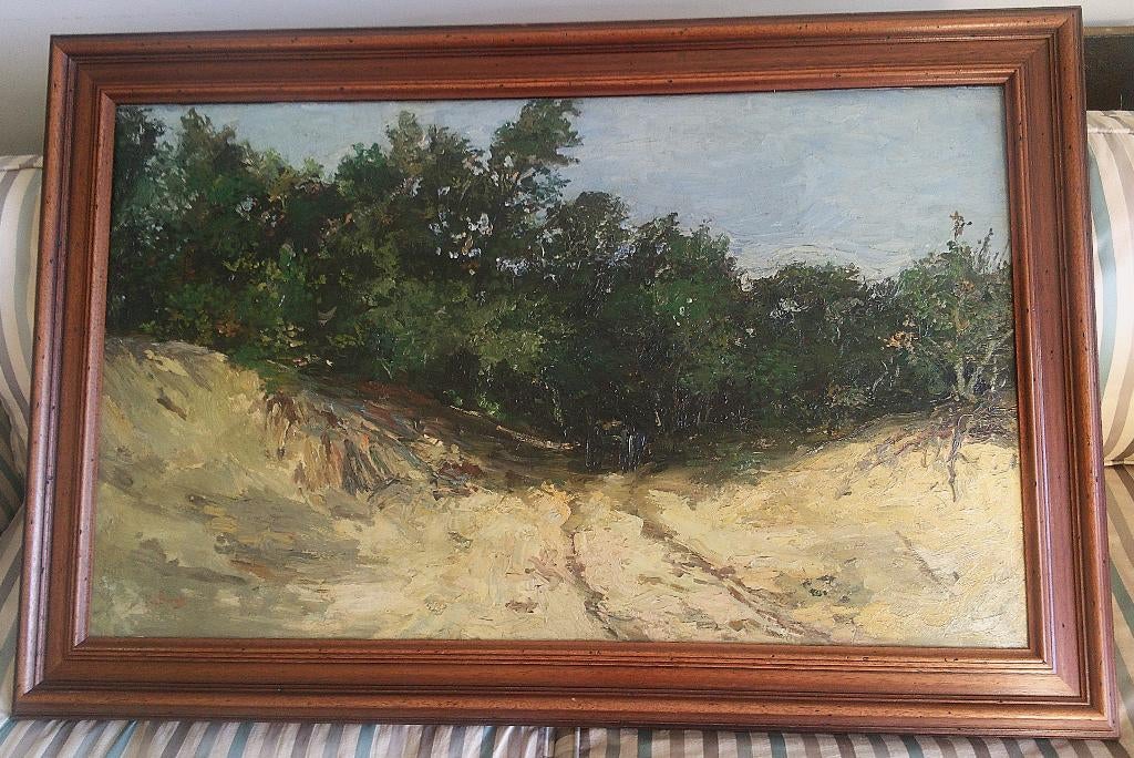 Boerenkar verdwijnt in de bossen - Piet v.d. Bergh 1865-1950, Antiek en Kunst, Kunst | Schilderijen | Klassiek, Ophalen of Verzenden