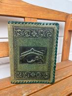 Vintage leren groene map met reliëf | papierhouder / brieven, Diversen, Ophalen of Verzenden