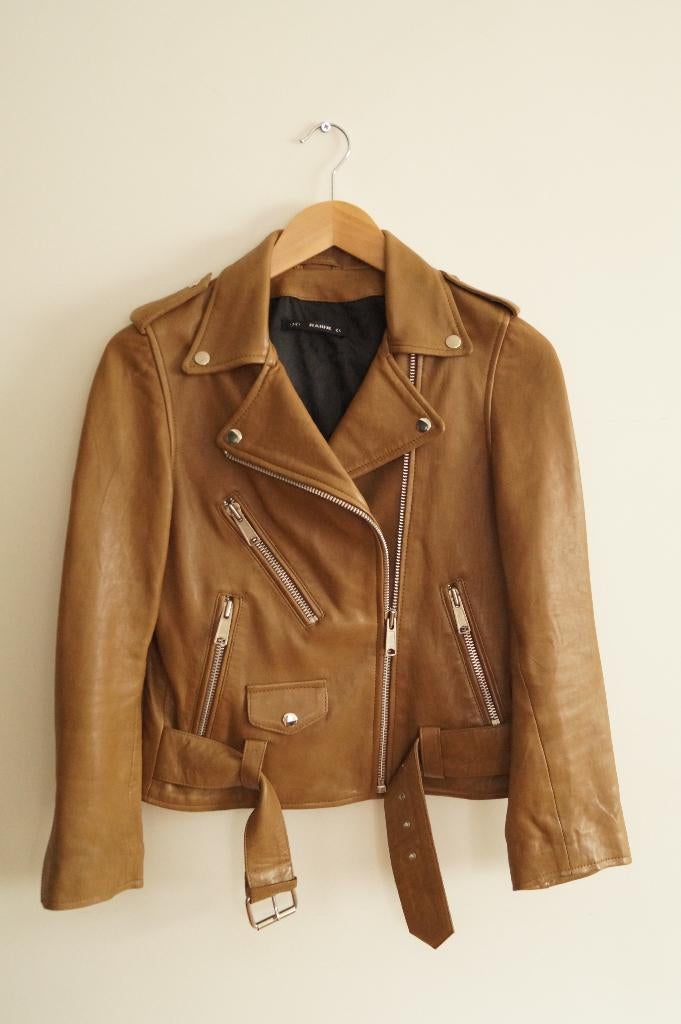 RAIINE Leren Biker Jacket Maat 34, Verzenden, Zo goed als nieuw, Maat 34 (XS) of kleiner, Bruin