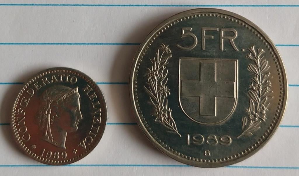 zwitserse munten; 1989,  volgnr 58, Ophalen of Verzenden, Overige landen, Losse munt