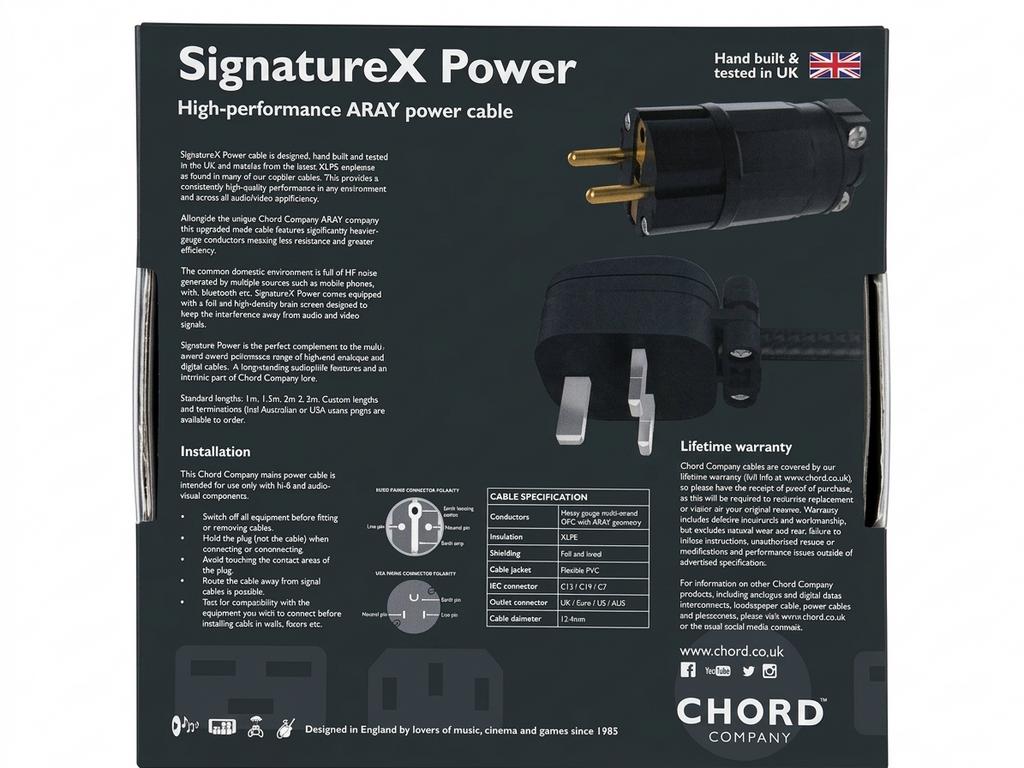 Chord SignatureX Power-cable 1.0 m, Hoenderberg 1 3825 CT Amersfoort Nederland, Windmill Audio™, David.liefting@hotmail.com, Ophalen of Verzenden