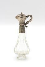 Hollands kristallen parfumflesje met zilveren dop, ca.1860., Antiek en Kunst, Ophalen of Verzenden, Zilver