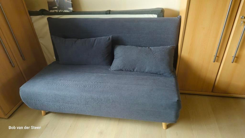 Slaapbank plm 150 breed, Ophalen, Gebruikt, Blauw, 140 cm