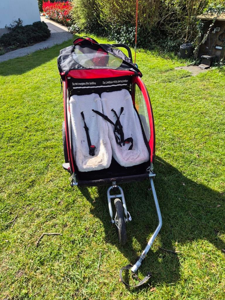 Fietskar met 2 babyschalen, Fietsen en Brommers, Fietsaccessoires | Aanhangers en Karren, Ophalen, Gebruikt, Kinderkar