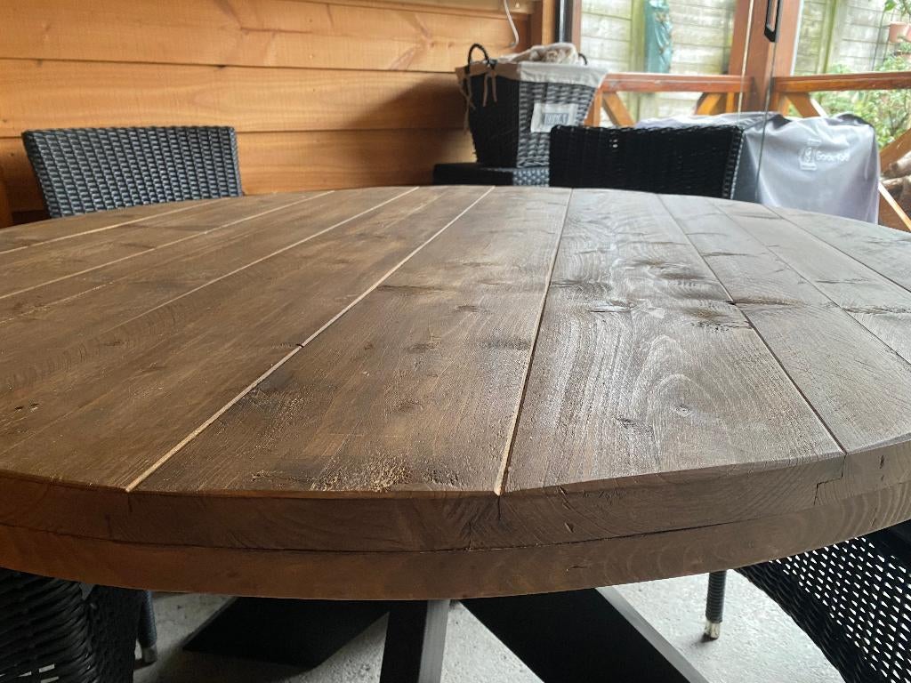 Ronde tafel van steigerhout, Overige materialen, Rond, Ophalen of Verzenden, Vijf personen of meer