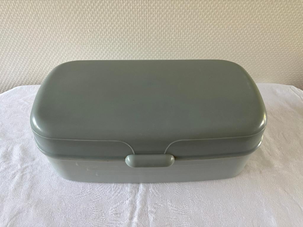 Vintage Curver kunststof broodtrommel in twee kleuren blauw., Ophalen of Verzenden