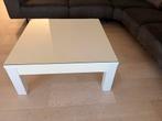 salontafel hooglans wit  met glasplaat, Huis en Inrichting, Ophalen, Gebruikt, 50 tot 100 cm, Vierkant