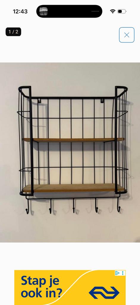 Bakkerskastje wandkastje met haakjes, Huis en Inrichting, Kasten | Overige, Ophalen, Zo goed als nieuw