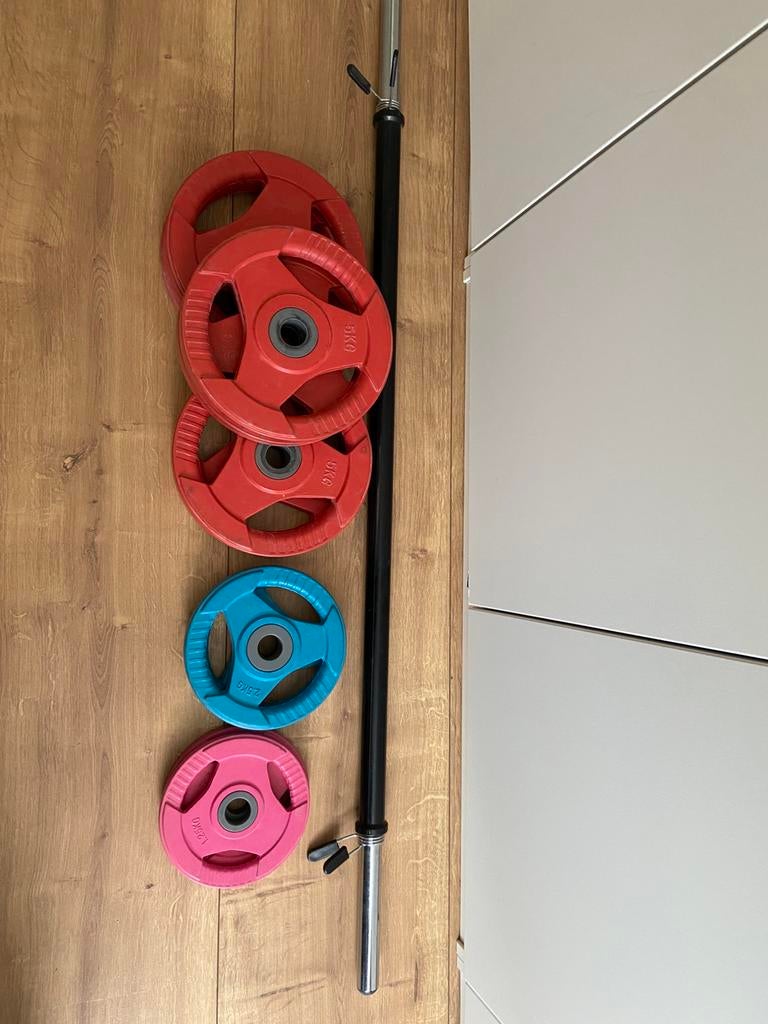 Bodypump set, Sport en Fitness, Ophalen, Zo goed als nieuw, Halterset