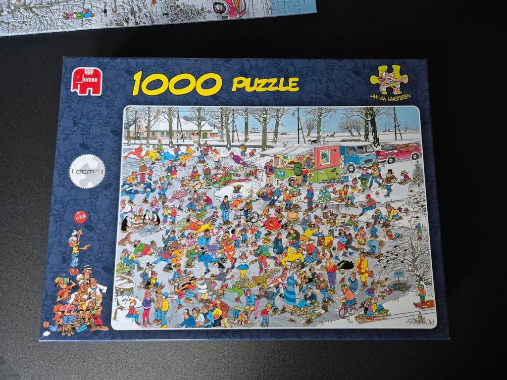 Jan van haasteren Op glad ijs 1000 stukjes, Hobby en Vrije tijd, Ophalen, 500 t/m 1500 stukjes, Zo goed als nieuw