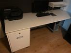 Mooi wit bureau met kast met wielen met cijferslot, Overige typen, Zo goed als nieuw, IKEA, 220 cm