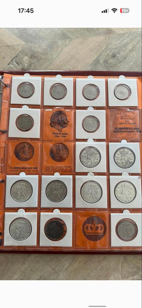 3 mappen Juliana met guldens, Postzegels en Munten, Munten | Nederland, Setje, 1 cent, Koningin Juliana, Zilver, Ophalen