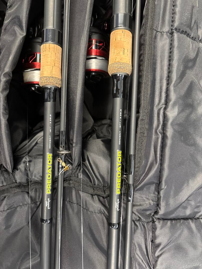 Hengelset: 2x Predator hengels met Penn Fierce III molens, Ophalen, Zo goed als nieuw, Complete hengel
