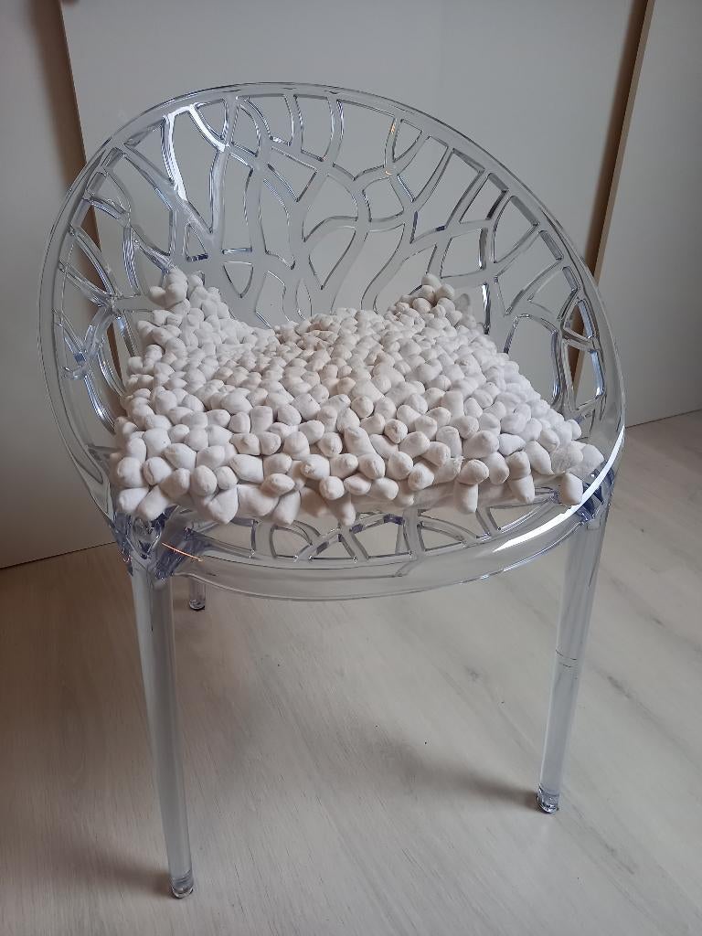 design stoel van transparant kunststof, Kunststof, Overige kleuren, Ophalen of Verzenden, Zo goed als nieuw
