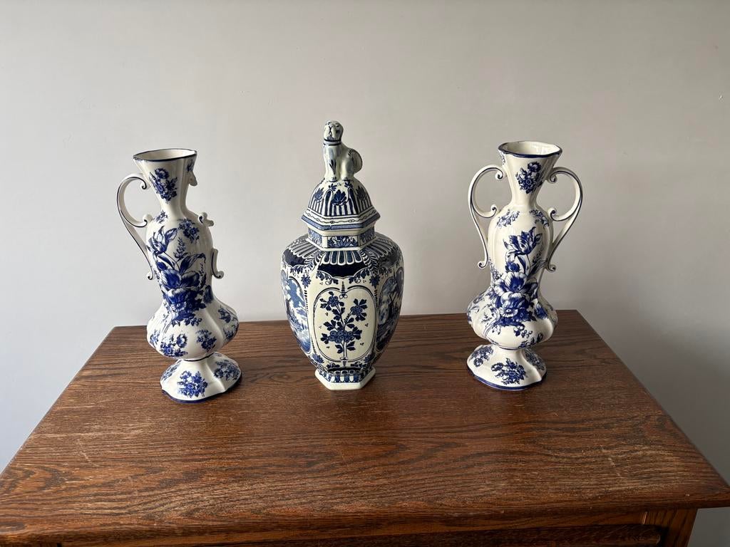 Delfts blauwe vazen set, Ophalen of Verzenden