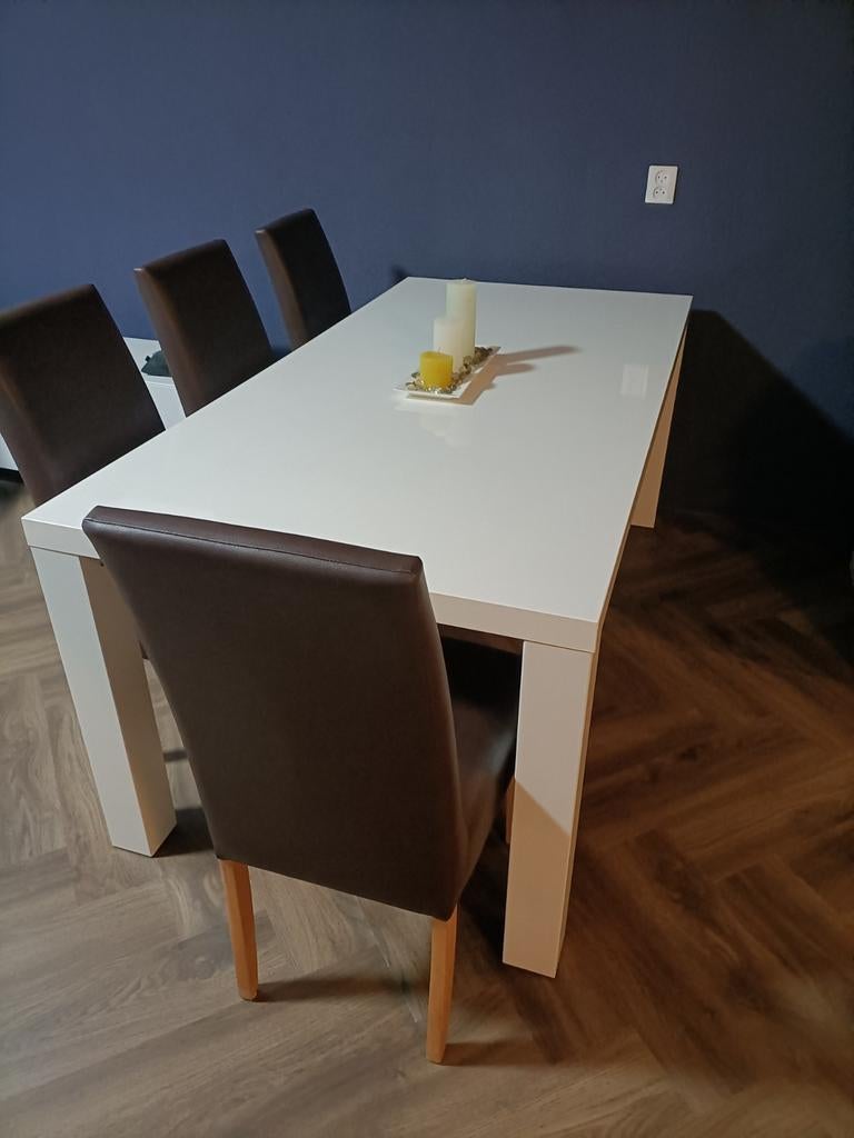 Eettafel met 4 stoelen, Huis en Inrichting, Complete eetkamers, Ophalen, Gebruikt, Toresund(Ikea) 180x90x74,5, 4 tot 6 stoelen