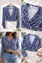 ZARA blauw wit wrap top maat M | paisley print, Maat 38/40 (M), Zo goed als nieuw, Lange mouw, Verzenden