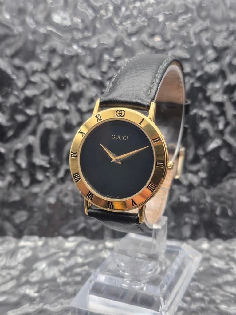 Gucci Vintage Quartz Horloge Ref. 3000.2.M Met Doos, Via Tornabuoni 73/r, 50123 Florence, Italy, Ophalen of Verzenden, Zo goed als nieuw