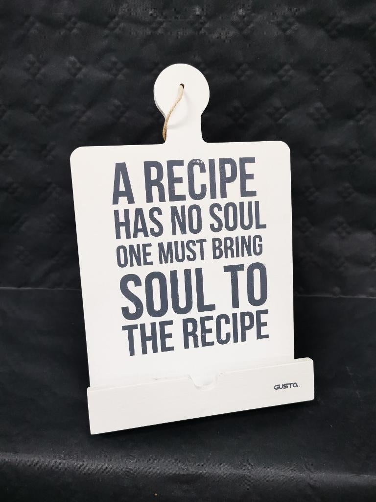 Kookboekstandaard wit met grijze tekst, Hout, Ophalen of Verzenden, Wit, Overige merken