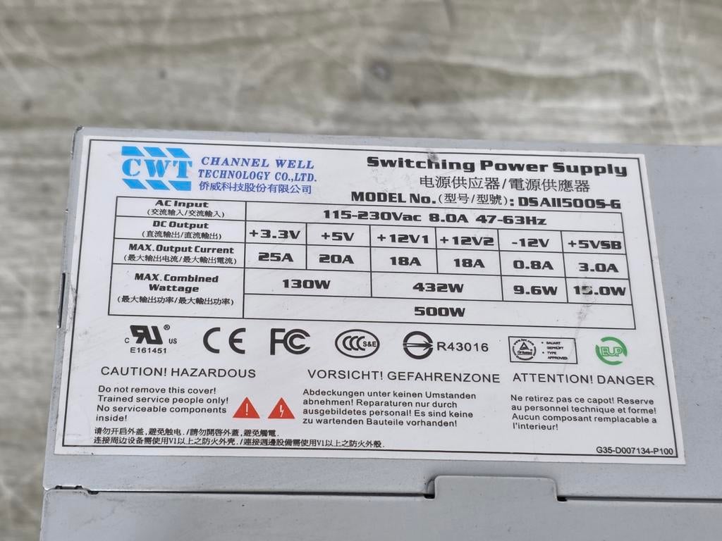 CWT 500w max voeding psu power supply dsa11500s-g, Ophalen of Verzenden, Gebruikt