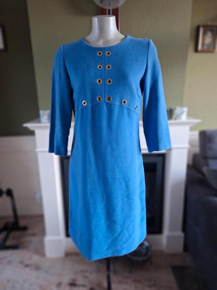 Caroline Biss blauwe warme winter jurk 38, Kleding | Dames, Jurken, Zo goed als nieuw, Maat 38/40 (M), Blauw, Knielengte, Verzenden