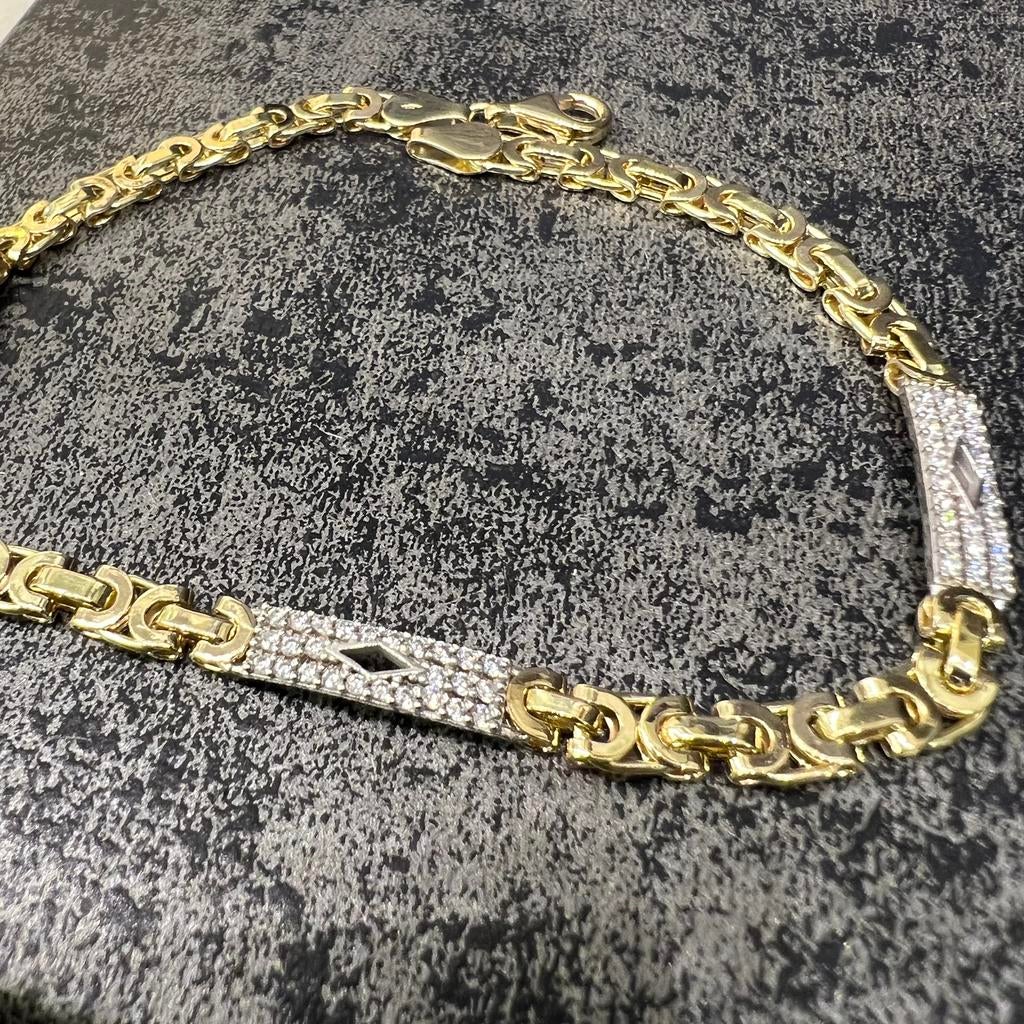 14k gouden armband platte koningsschakel massief, Ophalen of Verzenden, Nieuw, Goud