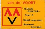 O63 sticker van den voort sanitair ospel - someren, Verzenden, Zo goed als nieuw, Bedrijf of Vereniging