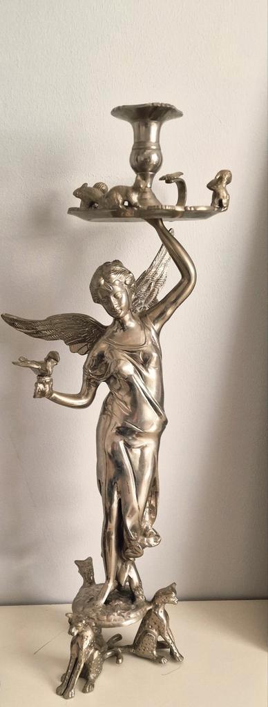 Pols Potten Engel Kandelaar - Unieke Eyecatcher, Antiek en Kunst, Antiek | Kandelaars, Koper of Brons, Ophalen of Verzenden