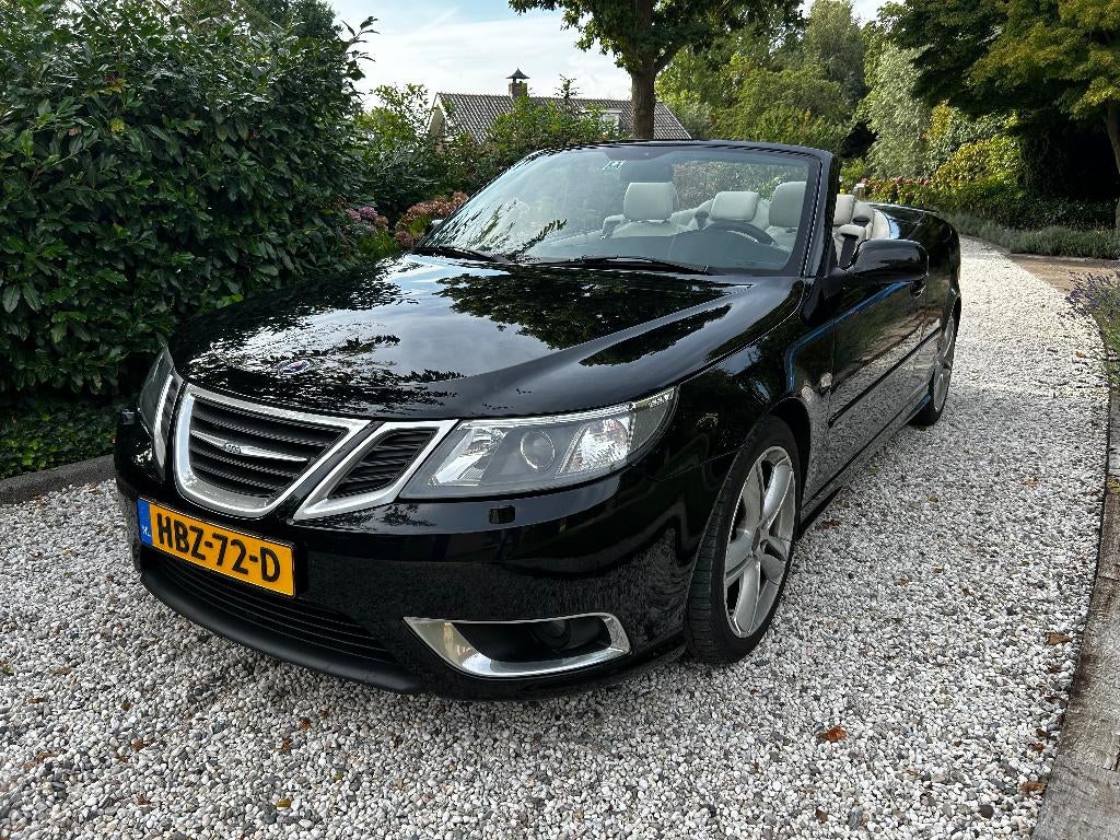 Saab 9-3 2.0 Turbo Aero Cabrio AUT 2010 Zwart 2e eigenaar, Auto's, Saab, 1998 cc, Beige, 4 cilinders, Cabriolet