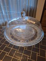 Glazen taartplateau met stolp - Vintage design, Antiek en Kunst, Ophalen of Verzenden