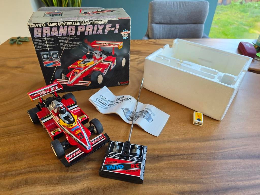Vintage Taiyo Grand Prix F-1 RC Auto - Compleet met Doos, Elektro, Ophalen of Verzenden, Zo goed als nieuw, Auto onroad