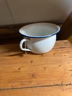 Vintage geëmailleerde po, wit met blauwe rand, Antiek en Kunst, Ophalen of Verzenden