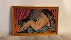 Ingelijst wandtapijt (borduurwerk)met naakte vrouw, Ophalen of Verzenden